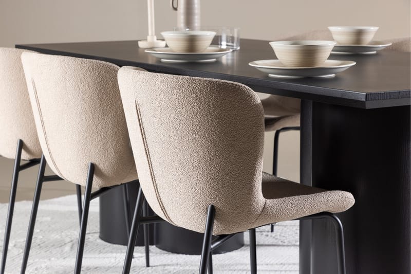 Spisegruppe Venture Home Olivia spisegruppe 210 cm rektangulær med 6 Modesto-stoler Svart/Beige/Svart - Møbler - Bord - Spisegrupper