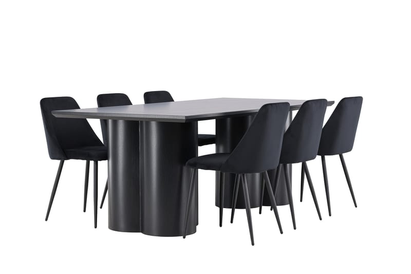 Spisegruppe Venture Home Olivia spisegruppe 210 cm rektangulær med 6 Night-stoler Svart/Svart/Svart - Møbler - Bord - Spisegrupper