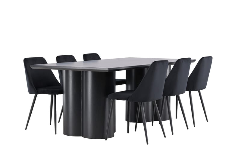 Spisegruppe Venture Home Olivia spisegruppe 210 cm rektangulær med 6 Night-stoler Svart/Svart/Svart - Møbler - Bord - Spisegrupper
