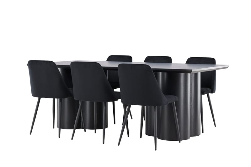 Spisegruppe Venture Home Olivia spisegruppe 210 cm rektangulær med 6 Night-stoler Svart/Svart/Svart - Møbler - Bord - Spisegrupper
