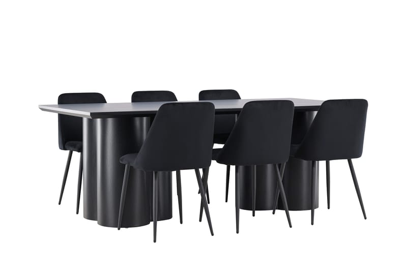 Spisegruppe Venture Home Olivia spisegruppe 210 cm rektangulær med 6 Night-stoler Svart/Svart/Svart - Møbler - Bord - Spisegrupper
