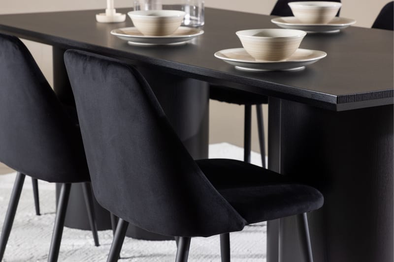 Spisegruppe Venture Home Olivia spisegruppe 210 cm rektangulær med 6 Night-stoler Svart/Svart/Svart - Møbler - Bord - Spisegrupper