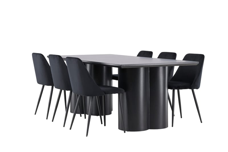 Spisegruppe Venture Home Olivia spisegruppe 210 cm rektangulær med 6 Night-stoler Svart/Svart/Svart - Møbler - Bord - Spisegrupper