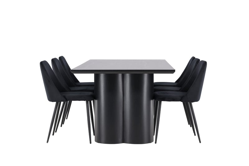 Spisegruppe Venture Home Olivia spisegruppe 210 cm rektangulær med 6 Night-stoler Svart/Svart/Svart - Møbler - Bord - Spisegrupper