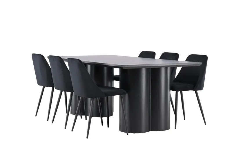 Spisegruppe Venture Home Olivia spisegruppe 210 cm rektangulær med 6 Night-stoler Svart/Svart/Svart, undefined