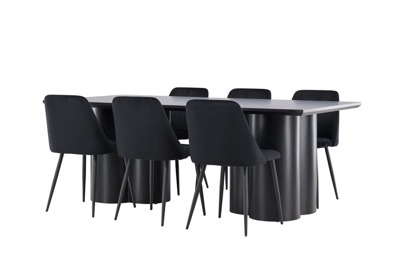 Spisegruppe Venture Home Olivia spisegruppe 210 cm rektangulær med 6 Night-stoler Svart/Svart/Svart - Møbler - Bord - Spisegrupper