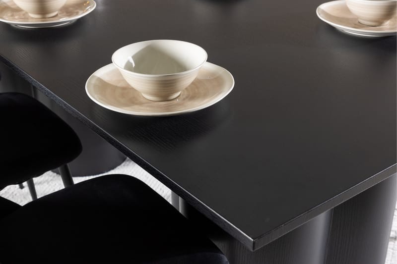 Spisegruppe Venture Home Olivia spisegruppe 210 cm rektangulær med 6 Night-stoler Svart/Svart/Svart - Møbler - Bord - Spisegrupper
