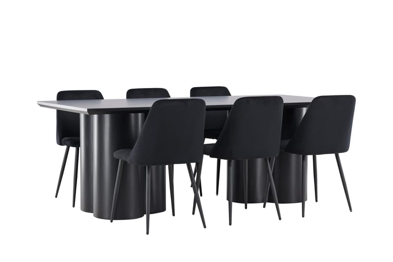 Spisegruppe Venture Home Olivia spisegruppe 210 cm rektangulær med 6 Night-stoler Svart/Svart/Svart - Møbler - Bord - Spisegrupper