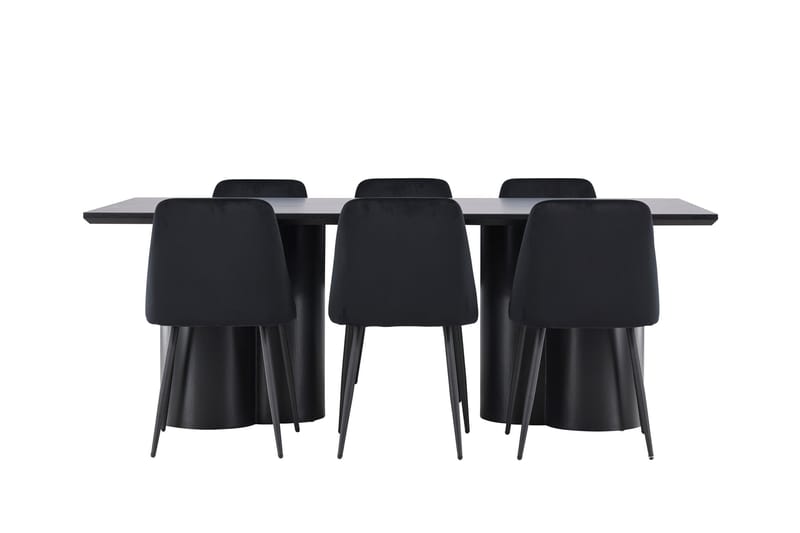 Spisegruppe Venture Home Olivia spisegruppe 210 cm rektangulær med 6 Night-stoler Svart/Svart/Svart - Møbler - Bord - Spisegrupper