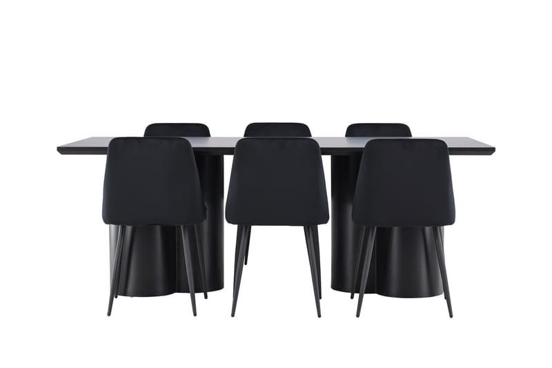 Spisegruppe Venture Home Olivia spisegruppe 210 cm rektangulær med 6 Night-stoler Svart/Svart/Svart - Møbler - Bord - Spisegrupper