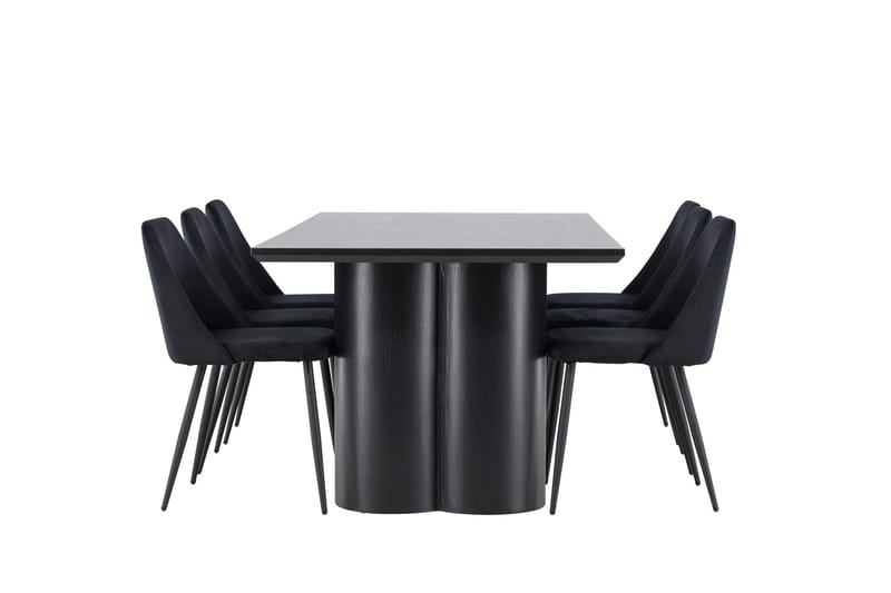 Spisegruppe Venture Home Olivia spisegruppe 210 cm rektangulær med 6 Night-stoler Svart/Svart/Svart - Møbler - Bord - Spisegrupper