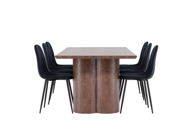 Spisegruppe Venture Home Olivia spisegruppe 210 cm rektangulær med 6 Polar-stoler Mocca/Svart/Svart - Møbler - Bord - Spisegrupper