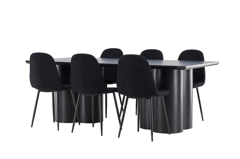 Spisegruppe Venture Home Olivia spisegruppe 210 cm rektangulær med 6 Polar-stoler Svart/Svart/Svart - Møbler - Bord - Spisegrupper