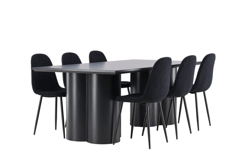 Spisegruppe Venture Home Olivia spisegruppe 210 cm rektangulær med 6 Polar-stoler Svart/Svart/Svart - Møbler - Bord - Spisegrupper