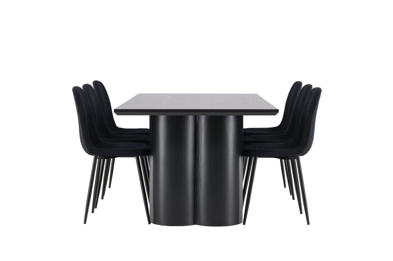 Spisegruppe Venture Home Olivia spisegruppe 210 cm rektangulær med 6 Polar-stoler Svart/Svart/Svart - Møbler - Bord - Spisegrupper