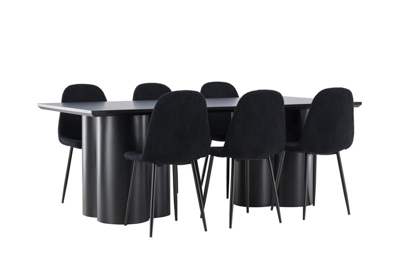 Spisegruppe Venture Home Olivia spisegruppe 210 cm rektangulær med 6 Polar-stoler Svart/Svart/Svart - Møbler - Bord - Spisegrupper