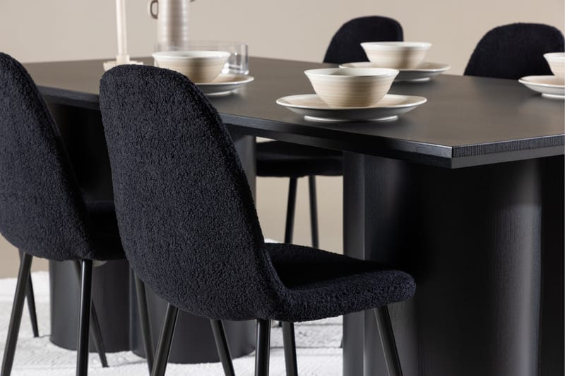 Spisegruppe Venture Home Olivia spisegruppe 210 cm rektangulær med 6 Polar-stoler Svart/Svart/Svart - Møbler - Bord - Spisegrupper