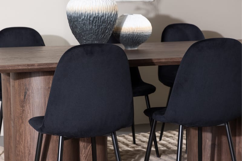 Spisegruppe Venture Home Olivia spisegruppe 210 cm rektangulær med 6 Polar-stoler Mocca/Svart/Svart - Møbler - Bord - Spisegrupper