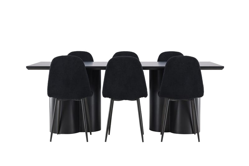 Spisegruppe Venture Home Olivia spisegruppe 210 cm rektangulær med 6 Polar-stoler Svart/Svart/Svart - Møbler - Bord - Spisegrupper