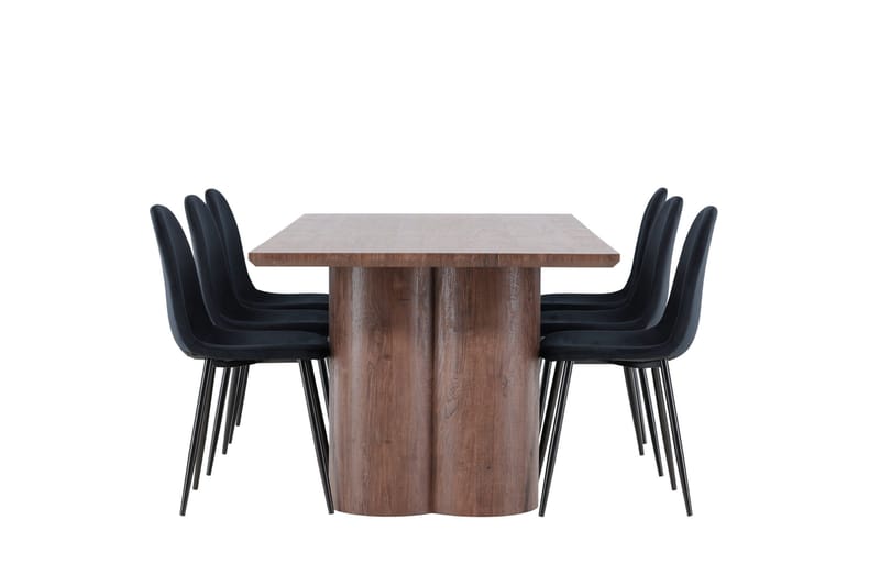 Spisegruppe Venture Home Olivia spisegruppe 210 cm rektangulær med 6 Polar-stoler Mocca/Svart/Svart - Møbler - Bord - Spisegrupper
