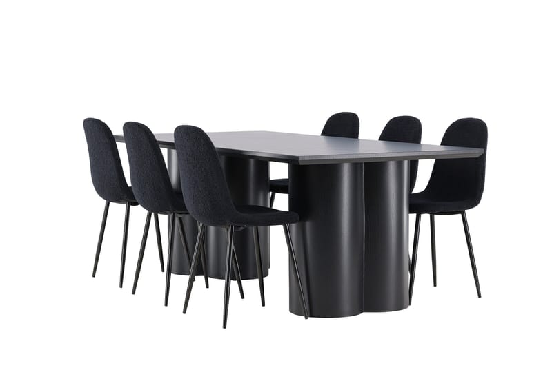Spisegruppe Venture Home Olivia spisegruppe 210 cm rektangulær med 6 Polar-stoler Svart/Svart/Svart - Møbler - Bord - Spisegrupper