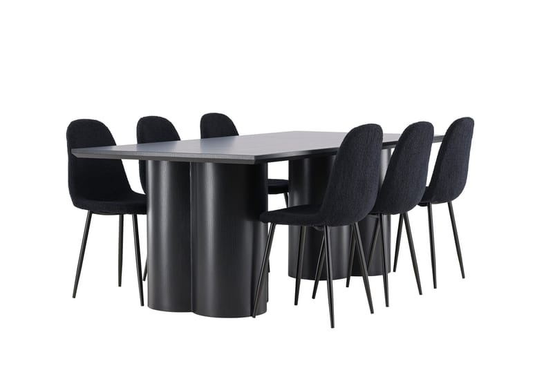 Spisegruppe Venture Home Olivia spisegruppe 210 cm rektangulær med 6 Polar-stoler Svart/Svart/Svart - Møbler - Bord - Spisegrupper