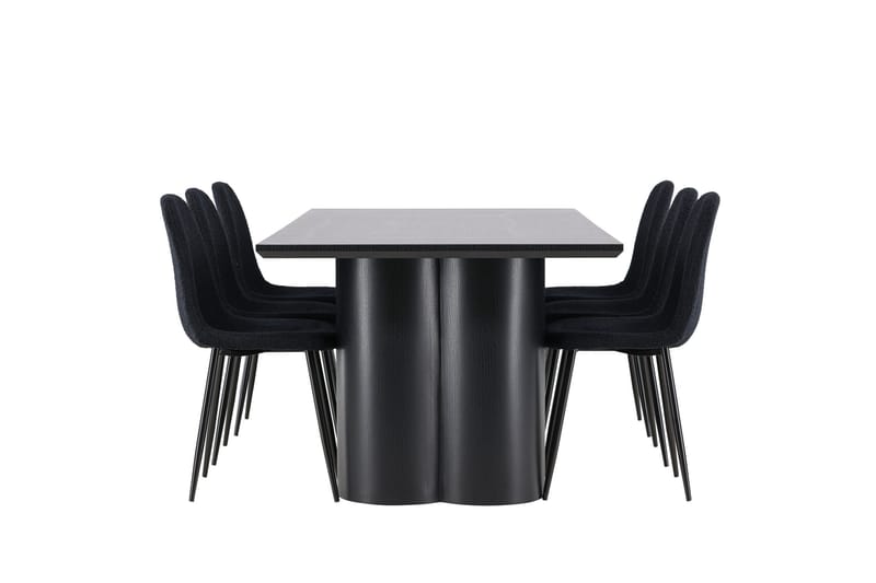 Spisegruppe Venture Home Olivia spisegruppe 210 cm rektangulær med 6 Polar-stoler Svart/Svart/Svart - Møbler - Bord - Spisegrupper