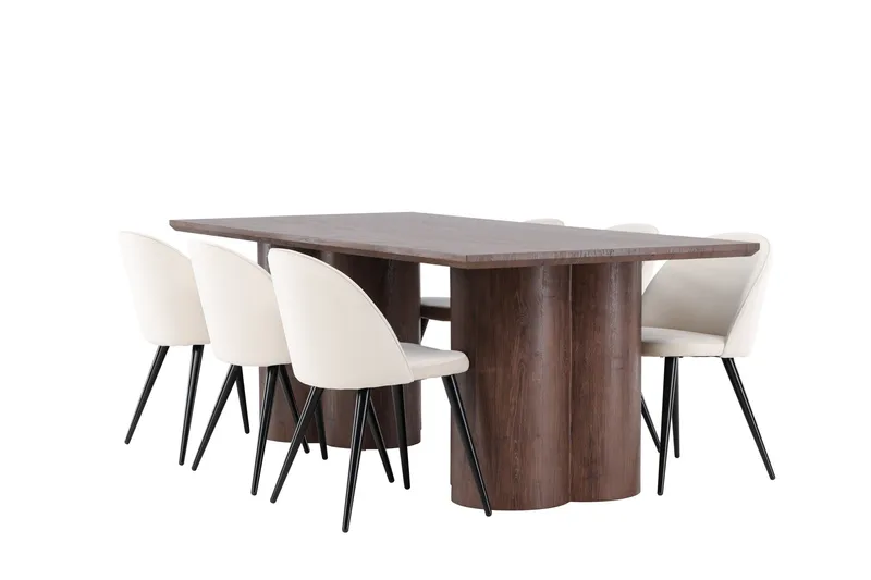 Spisegruppe Venture Home Olivia spisegruppe 210 cm rektangulær med 6 Polar-stoler Mocca/Beige/Svart, undefined