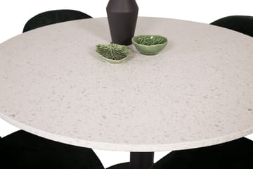 Spisegruppe Venture Home Razzia spisegruppe 106 cm rund med 4 Velvet-stoler Svart/Grønn - Møbler - Bord - Spisegrupper