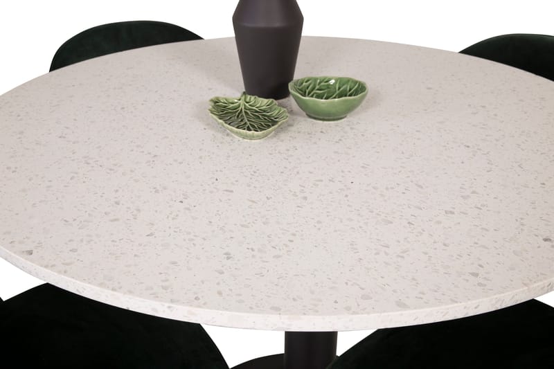 Spisegruppe Venture Home Razzia spisegruppe 106 cm rund med 4 Velvet-stoler Svart/Grønn - Møbler - Bord - Spisegrupper