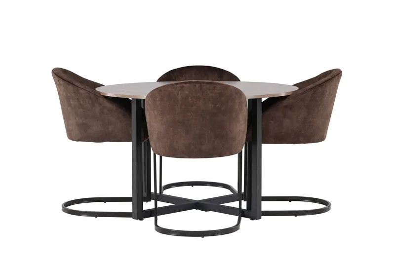 Spisegruppe Venture Home Silar spisegruppe 120 cm rund med 4 Evening-stoler Valnøtt, undefined