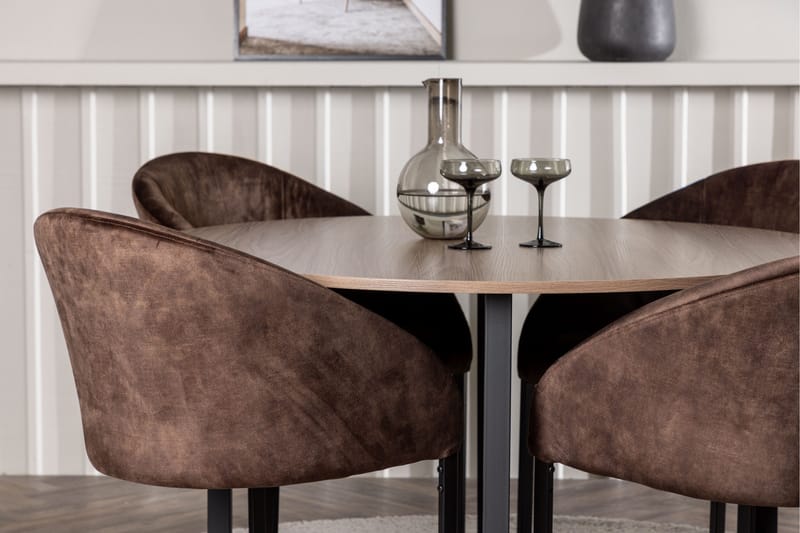Spisegruppe Venture Home Silar spisegruppe 120 cm rund med 4 Evening-stoler Valnøtt - Møbler - Bord - Spisegrupper