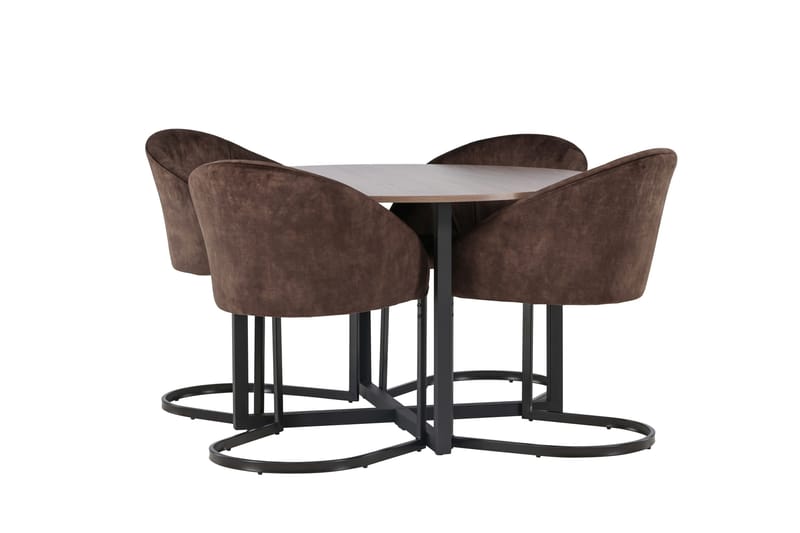 Spisegruppe Venture Home Silar spisegruppe 120 cm rund med 4 Evening-stoler Valnøtt - Møbler - Bord - Spisegrupper
