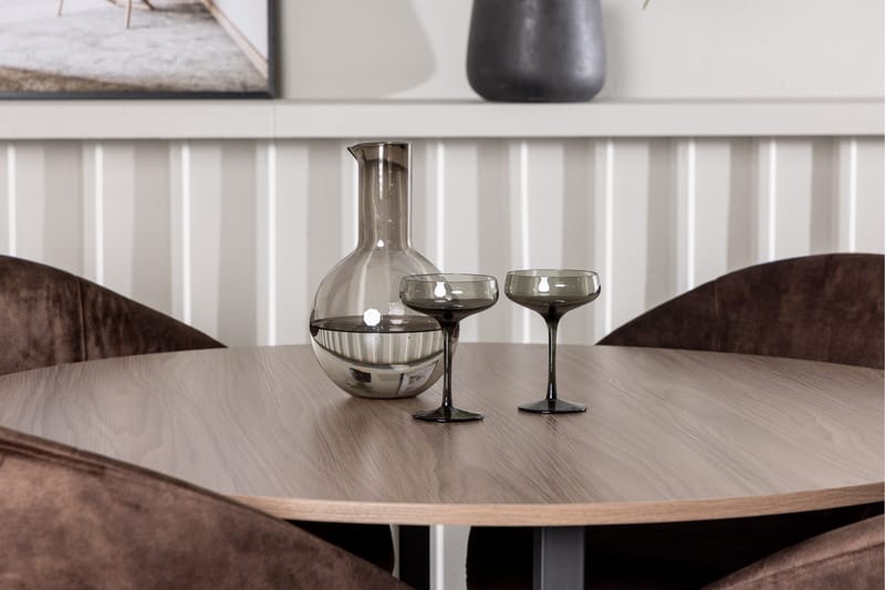 Spisegruppe Venture Home Silar spisegruppe 120 cm rund med 4 Evening-stoler Valnøtt - Møbler - Bord - Spisegrupper
