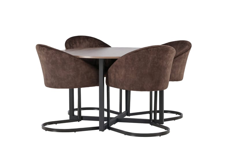 Spisegruppe Venture Home Silar spisegruppe 120 cm rund med 4 Evening-stoler Valnøtt - Møbler - Bord - Spisegrupper