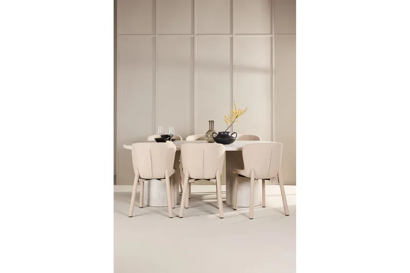 Spisegruppe Venture Home Spisegruppe Venture Home Narvik 100x200 cm beige med 6 stk Astoria-stoler beige Beige - Møbler - Bord - Spisegrupper