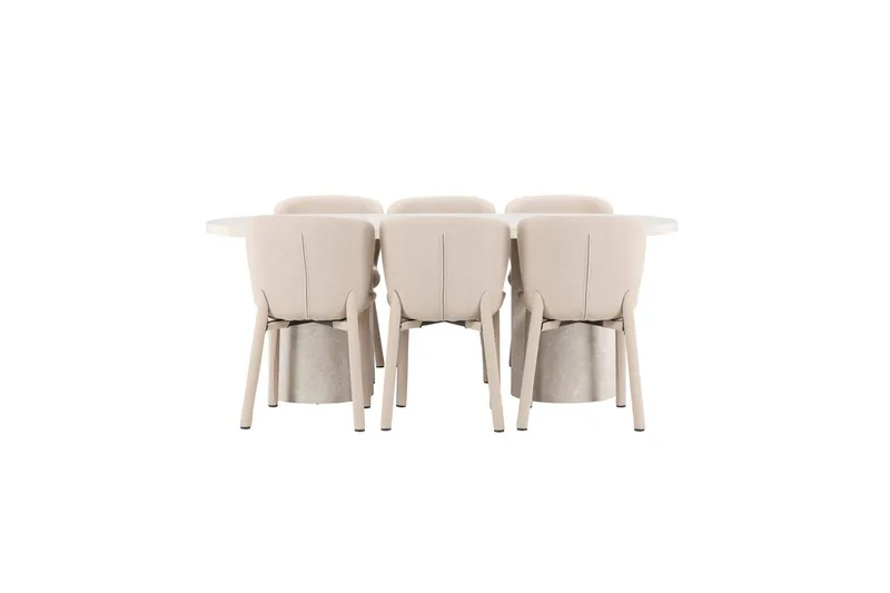 Spisegruppe Venture Home Spisegruppe Venture Home Narvik 100x200 cm beige med 6 stk Astoria-stoler beige Beige, undefined
