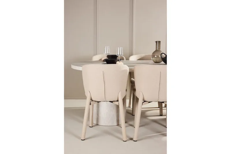 Spisegruppe Venture Home Spisegruppe Venture Home Narvik 100x200 cm beige med 6 stk Astoria-stoler beige Beige - Møbler - Bord - Spisegrupper