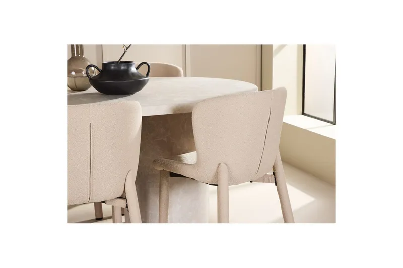 Spisegruppe Venture Home Spisegruppe Venture Home Narvik 100x200 cm beige med 6 stk Astoria-stoler beige Beige - Møbler - Bord - Spisegrupper