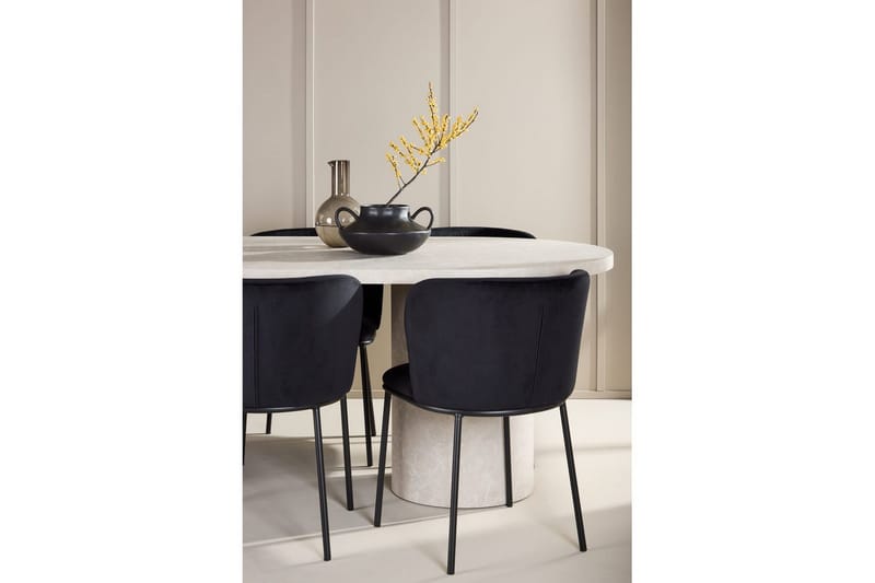 Spisegruppe Venture Home Spisegruppe Venture Home Narvik 100x200 cm beige med 6 stk Edina-stoler svart Beige - Møbler - Bord - Spisegrupper