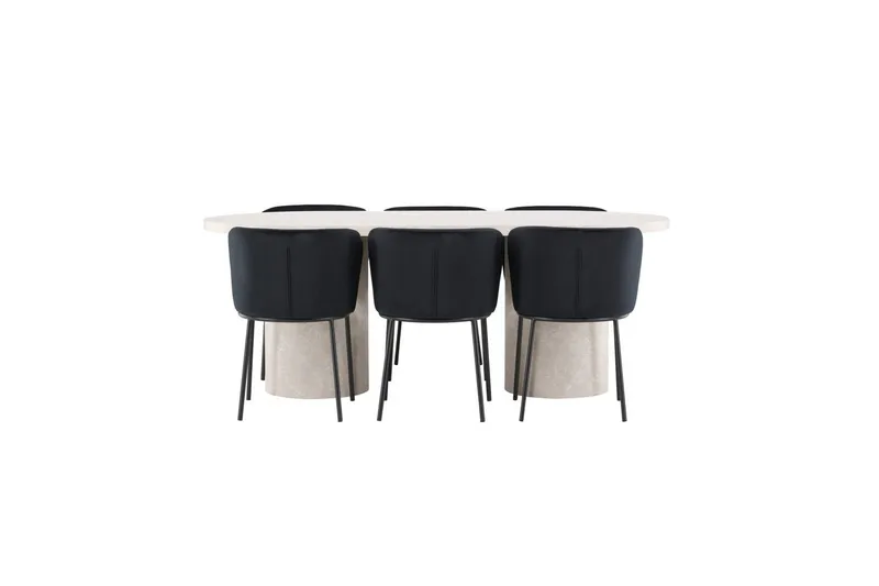 Spisegruppe Venture Home Spisegruppe Venture Home Narvik 100x200 cm beige med 6 stk Edina-stoler svart Beige, undefined