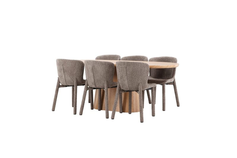 Spisegruppe Venture Home Spisegruppe Venture Home Stjärnö 200x90 cm natur med 6 stk. Astoria-stoler brun Natur - Møbler - Bord - Spisegrupper
