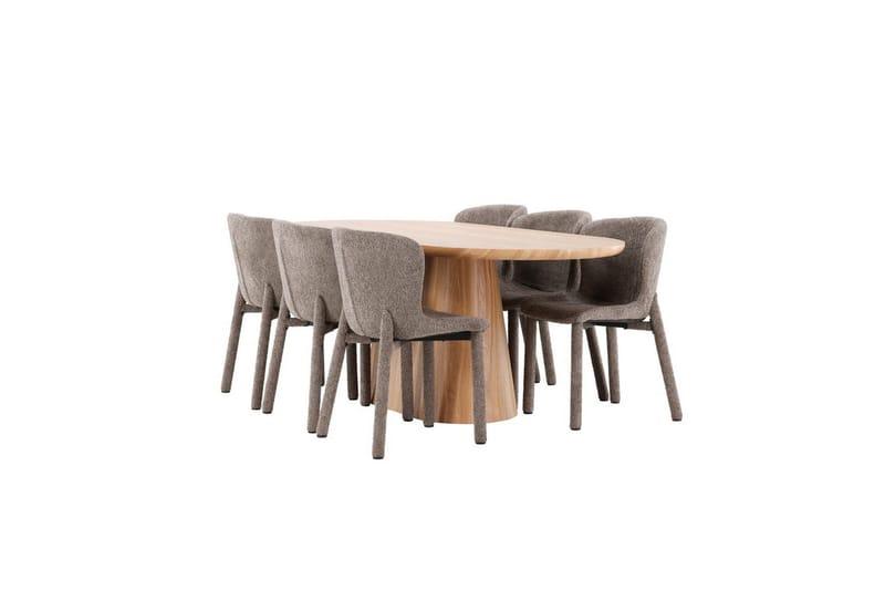 Spisegruppe Venture Home Spisegruppe Venture Home Stjärnö 200x90 cm natur med 6 stk. Astoria-stoler brun Natur - Møbler - Bord - Spisegrupper