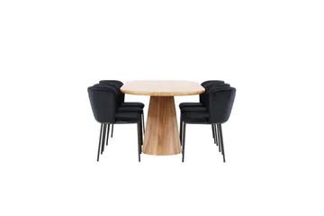 Spisegruppe Venture Home Spisegruppe Venture Home Stjärnö 200x90 cm natur med 6 stk. Edina-stoler svart Natur - Møbler - Bord - Spisegrupper