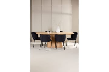 Spisegruppe Venture Home Spisegruppe Venture Home Stjärnö 200x90 cm natur med 6 stk. Edina-stoler svart Natur - Møbler - Bord - Spisegrupper