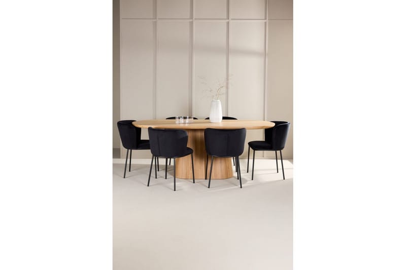 Spisegruppe Venture Home Spisegruppe Venture Home Stjärnö 200x90 cm natur med 6 stk. Edina-stoler svart Natur - Møbler - Bord - Spisegrupper
