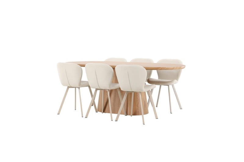 Spisegruppe Venture Home Spisegruppe Venture Home Stjärnö 200x90 cm natur med 6 stk. Lilja-stoler Natur - Møbler - Bord - Spisegrupper
