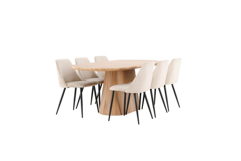 Spisegruppe Venture Home Spisegruppe Venture Home Stjärnö 200x90 cm natur med 6 stk Night-stoler Natur - Møbler - Bord - Spisegrupper