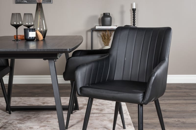 Spisegruppe Venture Home Zarzosa uttrekkbar spisegruppe 160 cm rektangulær med 4 Caspien-stoler Svart - Møbler - Bord - Spisegrupper