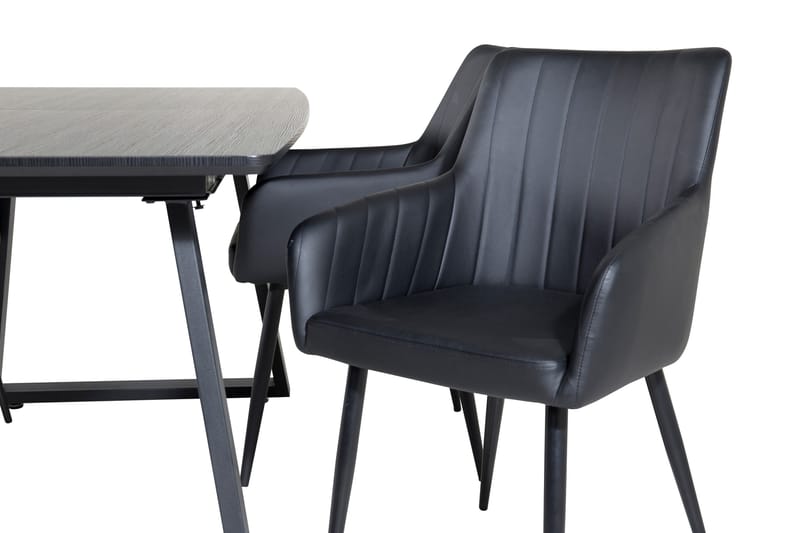 Spisegruppe Venture Home Zarzosa uttrekkbar spisegruppe 160 cm rektangulær med 4 Caspien-stoler Svart - Møbler - Bord - Spisegrupper